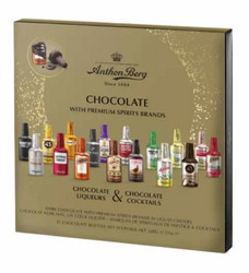 Продуктови Категории Шоколади Anthon Berg 21 шоколадови бутилки с ликьор на различни  коктейли  328 гр.